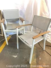 MaxSold Auction: Set of 4 Stackable Outdoor Patio Chairs, White/Gray - Toronto (Ontario, Canada) PARTNER MANAGED Commercial Liquidation Online Auction - Caledonia Road