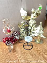 MaxSold Auction: Lot of 5 Christmas / Holiday Decorations — Gold Angels, Christmas Tree &#38; Candle Holders - Lakeshore (Ontario, Canada) PARTNER MANAGED Estate Sale Online Auction - County Road 42