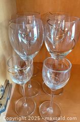 MaxSold Auction: Set of 4 Stemmed Wine Glasses &#38; 2 Brandy Snifters with Gold Spiral Band  - Lakeshore (Ontario, Canada) PARTNER MANAGED Estate Sale Online Auction - County Road 42