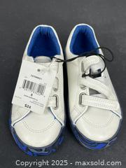 MaxSold Auction: NEW White &#38; Blue Velcro Sneakers (Children&#39;s Size 8) - Whitby (Ontario, Canada) SELLER MANAGED Downsizing Online Auction - Dundas Street E (STORAGE)