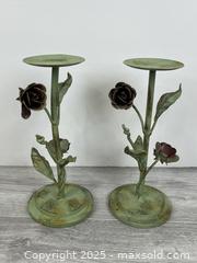 MaxSold Auction: Pair of Decorative Metal Rose Candle Holders - Whitby (Ontario, Canada) SELLER MANAGED Downsizing Online Auction - Dundas Street E (STORAGE)