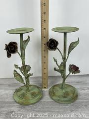 MaxSold Auction: Pair of Decorative Metal Rose Candle Holders - Whitby (Ontario, Canada) SELLER MANAGED Downsizing Online Auction - Dundas Street E (STORAGE)