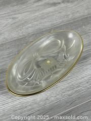 MaxSold Auction: Studio Nova Decorative Glass Oval Trinket Dish / Bowl with Gold-Tone Detailing - Whitby (Ontario, Canada) SELLER MANAGED Downsizing Online Auction - Dundas Street E (STORAGE)