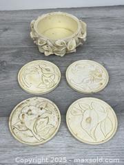 MaxSold Auction: Vintage Callalilly Coasters with Dish - Whitby (Ontario, Canada) SELLER MANAGED Downsizing Online Auction - Dundas Street E (STORAGE)