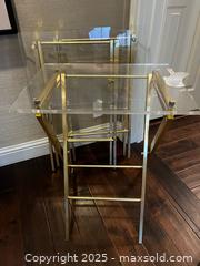 MaxSold Auction: Acrylic Top Set of Folding Nesting Side/Serving Tray Tables, Goldtone Frames  A - Los Angeles (California, USA) Estate Sale Online Auction - La Castana Drive