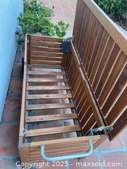 MaxSold Auction: Wood Outdoor Storage Bench / Deck Box, Hinged Slatted Design B - Los Angeles (California, USA) Estate Sale Online Auction - La Castana Drive