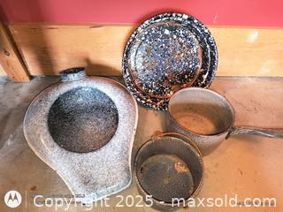 MaxSold Auction: antique enamelware pots  - Loyalist (Ontario, Canada) SELLER MANAGED Estate Sale Online Auction - County Road 2