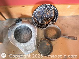 MaxSold Auction: antique enamelware pots  - Loyalist (Ontario, Canada) SELLER MANAGED Estate Sale Online Auction - County Road 2