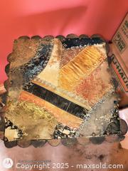 MaxSold Auction: tramp art Folk art table Fern stand with Fabrics - Loyalist (Ontario, Canada) SELLER MANAGED Estate Sale Online Auction - County Road 2