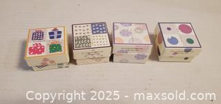 MaxSold Auction: (4) Small Colorful Rubberstamps in Boxes clovers butterflies &#38; more  - Rockaway (New Jersey, USA) SELLER MANAGED Downsizing Online Auction - Miami Trail
