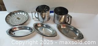 MaxSold Auction: baking sifters &#38; trays bakeware stainless steel  - Rockaway (New Jersey, USA) SELLER MANAGED Downsizing Online Auction - Miami Trail