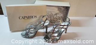 MaxSold Auction: Capparros Silver Ladies High Heels Shoes Sz 9b - Rockaway (New Jersey, USA) SELLER MANAGED Downsizing Online Auction - Miami Trail