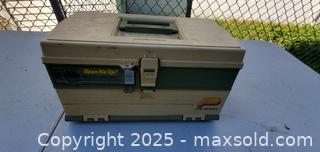 MaxSold Auction: Green &#38; Tan Plano tackle Box - Rockaway (New Jersey, USA) SELLER MANAGED Downsizing Online Auction - Miami Trail