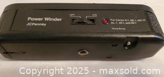 MaxSold Auction: JC Penney Power Winder A for Canon 35mm SLR Camera - With Case - Tested, Working - Rockaway (New Jersey, USA) SELLER MANAGED Downsizing Online Auction - Miami Trail