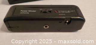 MaxSold Auction: JC Penney Power Winder A for Canon 35mm SLR Camera - With Case - Tested, Working - Rockaway (New Jersey, USA) SELLER MANAGED Downsizing Online Auction - Miami Trail