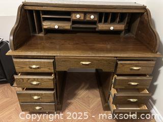 MaxSold Auction: Solid Oak Roll-Top Secretary Desk with 9 Drawers - Cornwall (Ontario, Canada) SELLER MANAGED Moving Online Auction - Emma Avenue