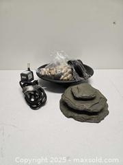 MaxSold Auction:  Indoor Tabletop Water Fountain with Pump, Pebbles &#38; Tiered Rock Design - Vancouver (British Columbia, Canada) SELLER MANAGED Reseller Online Auction - East 7th Avenue (STORAGE)              