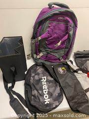MaxSold Auction:  Lot of Bags &#38; Backpacks – Reebok, Parco, DoorDash, Planet Fitness – Mixed Styles - Vancouver (British Columbia, Canada) SELLER MANAGED Reseller Online Auction - East 7th Avenue (STORAGE)              