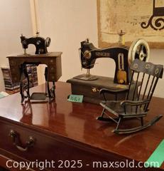 MaxSold Auction: Lot of 3 Miniatures: 2 Singer Toy Sewing Machines &#38; Rocking Chair B - Ottawa (Ontario, Canada) Moving Online Auction - Trelawny Private