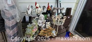 MaxSold Auction: Mixed Garden Decor Lot — Rooster, Planters &#38; Figurines (10–14 pcs) - Ottawa (Ontario, Canada) Moving Online Auction - Trelawny Private