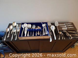 MaxSold Auction: Mixed Silver-Plated & Stainless Flatware Serving Set with Wood Box A - Ottawa (Gloucester)(Ontario, Canada) PARTNER MANAGED Moving Online Auction - Southpark Drive