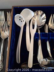 MaxSold Auction: Mixed Silver-Plated & Stainless Flatware Serving Set with Wood Box A - Ottawa (Gloucester)(Ontario, Canada) PARTNER MANAGED Moving Online Auction - Southpark Drive