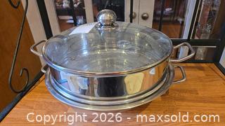 MaxSold Auction: Paderno Stainless Steel Stockpot with Steamer & Glass Lid  A - Ottawa (Gloucester)(Ontario, Canada) PARTNER MANAGED Moving Online Auction - Southpark Drive