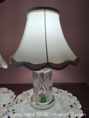 MaxSold Auction: Pair of Traditional Glass Crystal Table Lamps with Fabric Shades A - Ottawa (Gloucester)(Ontario, Canada) PARTNER MANAGED Moving Online Auction - Southpark Drive
