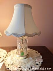 MaxSold Auction: Pair of Traditional Glass Crystal Table Lamps with Fabric Shades A - Ottawa (Gloucester)(Ontario, Canada) PARTNER MANAGED Moving Online Auction - Southpark Drive