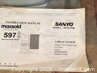 MaxSold Auction: Sanyo MCD-S500 3-Piece Mini Stereo Shelf System - A - Ottawa (Gloucester)(Ontario, Canada) PARTNER MANAGED Moving Online Auction - Southpark Drive