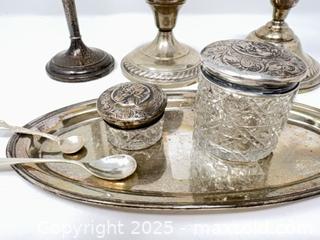 MaxSold Auction: Lot of Sterling Silver: Candlesticks, Vase, Desk Items &#38; Salt Spoons - Hamilton (Ontario, Canada) SELLER MANAGED Downsizing Online Auction -  Miller Drive