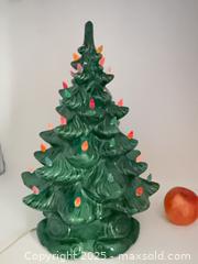 MaxSold Auction: Vintage Green Glazed Ceramic Electric Christmas Tree (14–16 in) - Hamilton (Ontario, Canada) SELLER MANAGED Downsizing Online Auction -  Miller Drive
