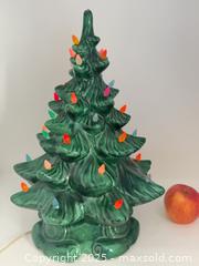 MaxSold Auction: Vintage Green Glazed Ceramic Electric Christmas Tree (14–16 in) - Hamilton (Ontario, Canada) SELLER MANAGED Downsizing Online Auction -  Miller Drive