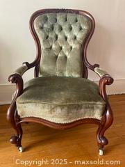 MaxSold Auction: Large Green Velvet Armchair - Toronto (Ontario, Canada) SELLER MANAGED Estate Sale Online Auction - Chestnut Park Road