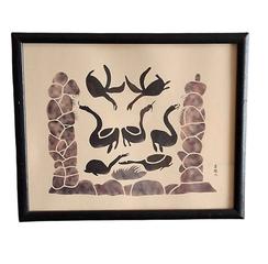 MaxSold Auction: Pitseolak Ashoona &#34;Innukshuit and Geese&#34; .Inuit Print - Mississauga (Ontario, Canada) SELLER MANAGED Estate Sale Online Auction - Alpha Mills Road