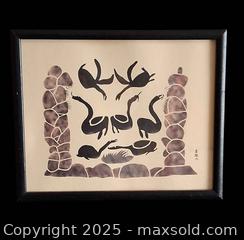 MaxSold Auction: Pitseolak Ashoona &#34;Innukshuit and Geese&#34; .Inuit Print - Mississauga (Ontario, Canada) SELLER MANAGED Estate Sale Online Auction - Alpha Mills Road