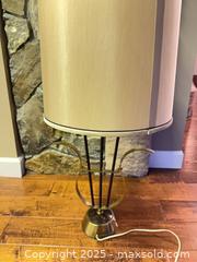 MaxSold Auction: Lyre Mid-Century Modern Inspired Table Lamp with Shade - North Saanich (British Columbia, Canada) SELLER MANAGED Estate Sale Online Auction -  Haro Park Terrace