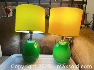 MaxSold Auction: 2 Green Glass Lamps  - 103128 - Ottawa (Ontario, Canada) SELLER MANAGED Estate Sale Online Auction - Frank Nighbor Place