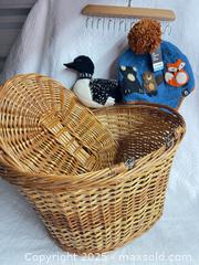 MaxSold Auction: Basket, Loon and new wools hat  - 103128 - Ottawa (Ontario, Canada) SELLER MANAGED Estate Sale Online Auction - Frank Nighbor Place