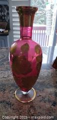 MaxSold Auction: Bohemian Cranberry Overlay Vase & Green Glass Compote  B - Brampton (Ontario, Canada) Estate Sale Online Auction - Upper Highlands Drive