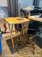 MaxSold Auction: Folding Bamboo/Wood Side Table & Ornamental Metal Magazine Rack C - Brampton (Ontario, Canada) Estate Sale Online Auction - Upper Highlands Drive