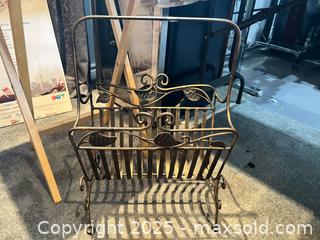 MaxSold Auction: Folding Bamboo/Wood Side Table & Ornamental Metal Magazine Rack C - Brampton (Ontario, Canada) Estate Sale Online Auction - Upper Highlands Drive