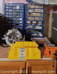 MaxSold Auction: Lot: DeWalt circular saw, bench vise, hand saw/miter guide, organizers B - Brampton (Ontario, Canada) Estate Sale Online Auction - Upper Highlands Drive