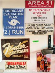 MaxSold Auction: Lot of Decorative Tin/Metal Signs - Assorted Graphics B - Brampton (Ontario, Canada) Estate Sale Online Auction - Upper Highlands Drive