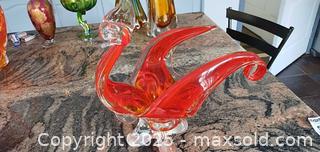MaxSold Auction: Mid-Century Murano-Style Orange Blown Art Glass Bowl, 13" W B - Brampton (Ontario, Canada) Estate Sale Online Auction - Upper Highlands Drive