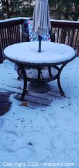 MaxSold Auction: Outdoor Round Patio Dining Set — Wicker Table, 2 Chairs, Umbrella C - Brampton (Ontario, Canada) Estate Sale Online Auction - Upper Highlands Drive
