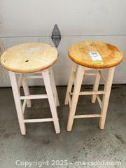 MaxSold Auction: Pair of Wooden Round Seat Stools, 24 in Height C - Brampton (Ontario, Canada) Estate Sale Online Auction - Upper Highlands Drive
