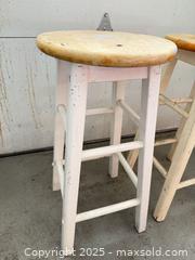 MaxSold Auction: Pair of Wooden Round Seat Stools, 24 in Height C - Brampton (Ontario, Canada) Estate Sale Online Auction - Upper Highlands Drive