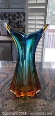 MaxSold Auction: Signed Handblown Amber Green Teal Freeform Art Glass Vase B - Brampton (Ontario, Canada) Estate Sale Online Auction - Upper Highlands Drive