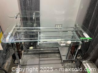 MaxSold Auction: Tempered Glass Console Desk with Raised Monitor Shelf D - Brampton (Ontario, Canada) Estate Sale Online Auction - Upper Highlands Drive